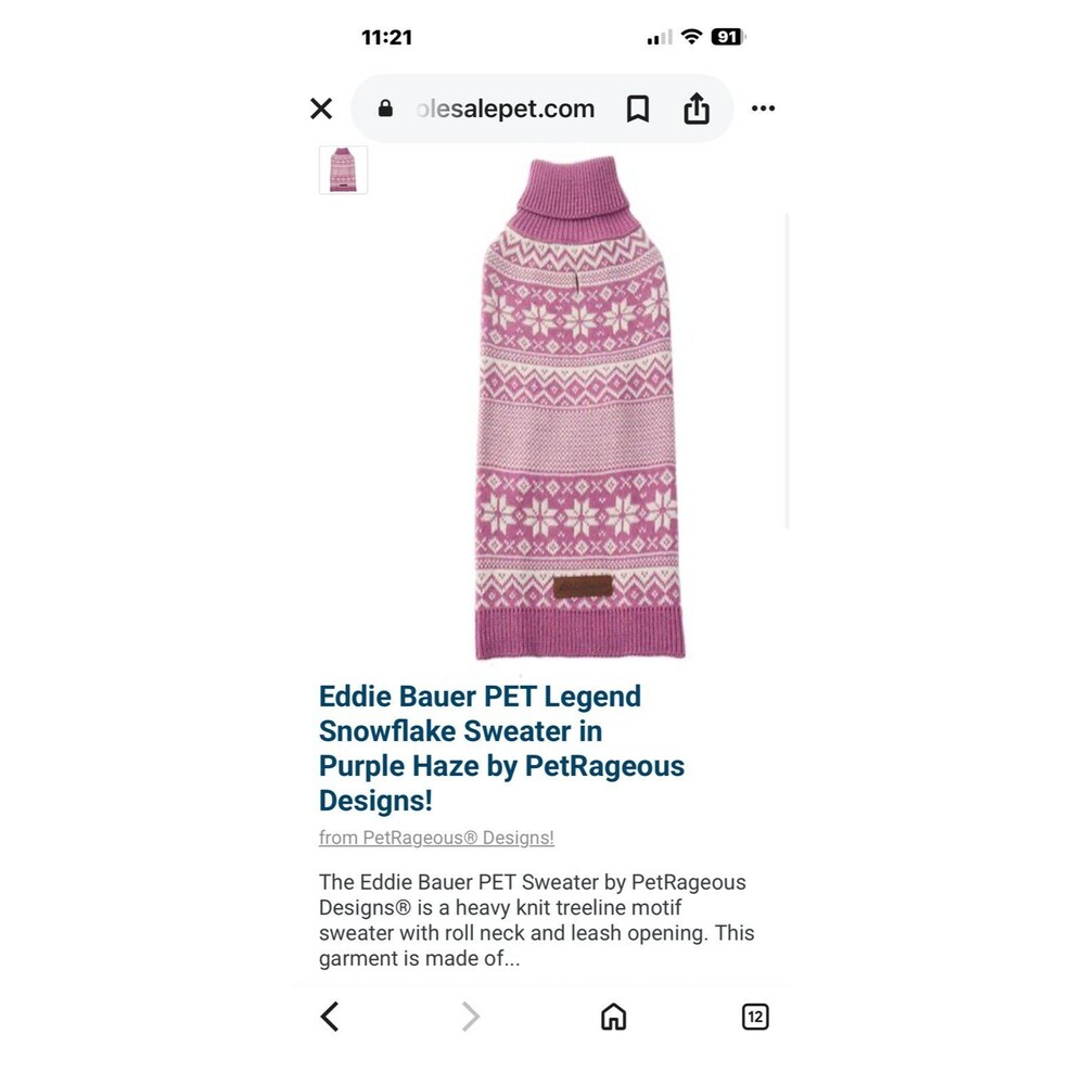 Eddie Bauer PET Legend Snowflake Sweater Heathered Pink/Purple - Picture 6 of 6